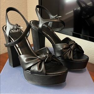 PAIGE Black Knotted Platform Sandals